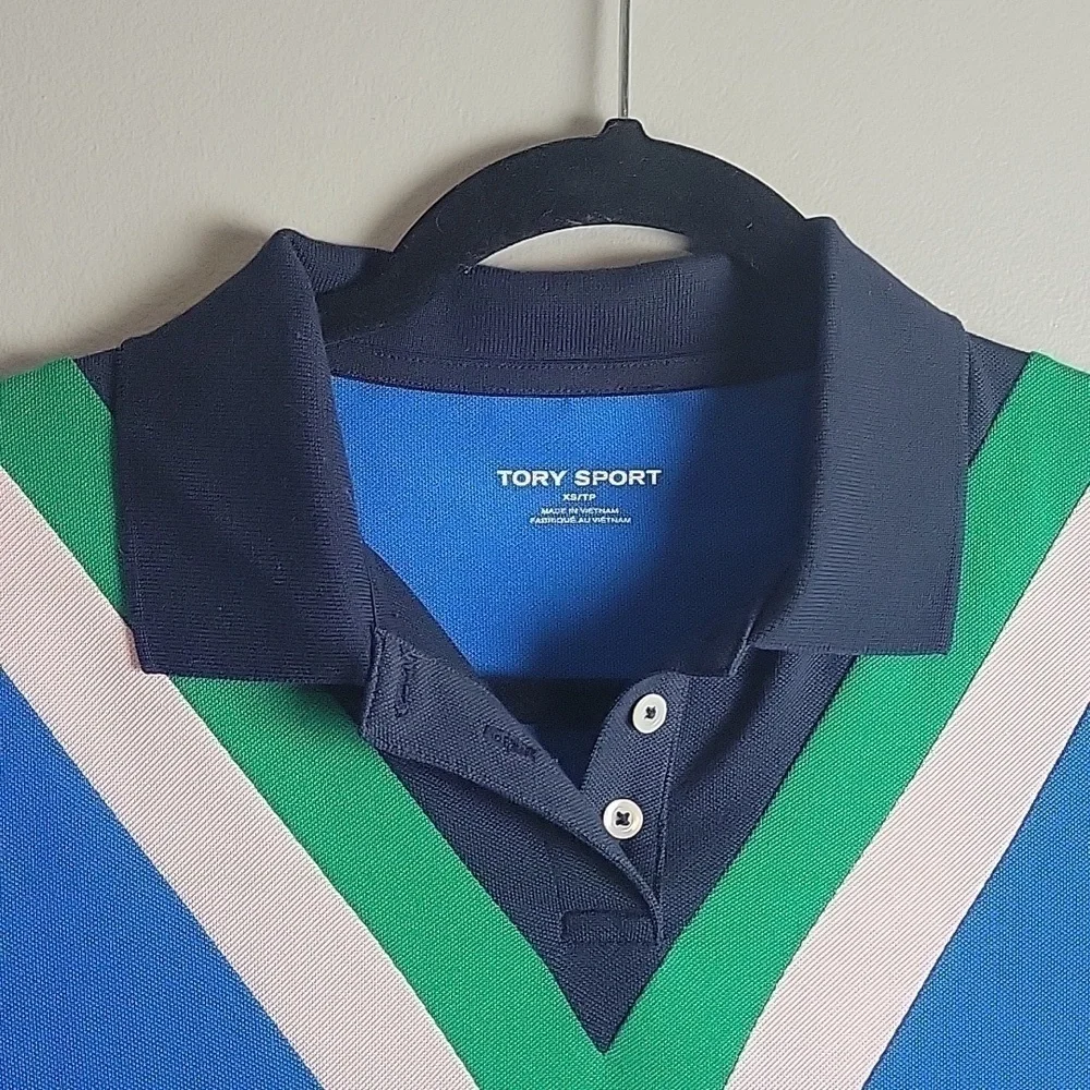 Tory Sport- Pique Chevron Polo Golf Dress Galleria Blue-Size XS
